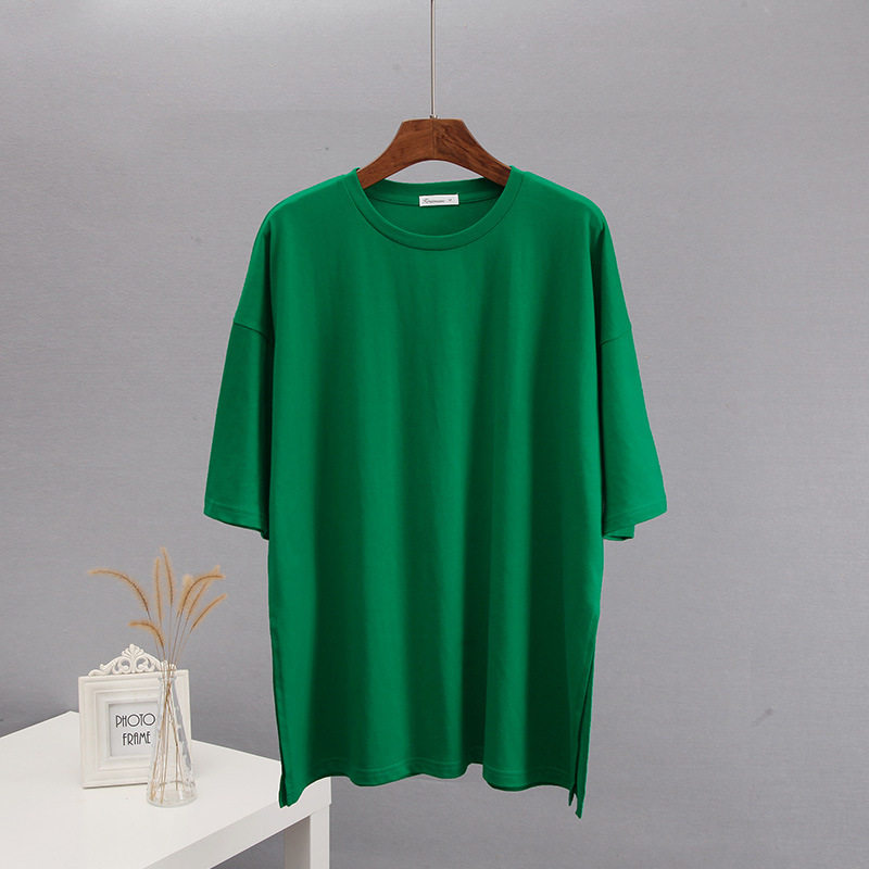 Womens Loose Fit Cotton Short Sleeve T Shirt Comfortable Round Neck Solid Color Summer Style Wholesale Available