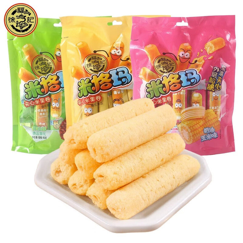 Xu Fuji Migma 90g Brown Rice Roll Sandwich Rice Fruit Stick Cream Corn Cheese Flavor Biscuit Puffed Snack