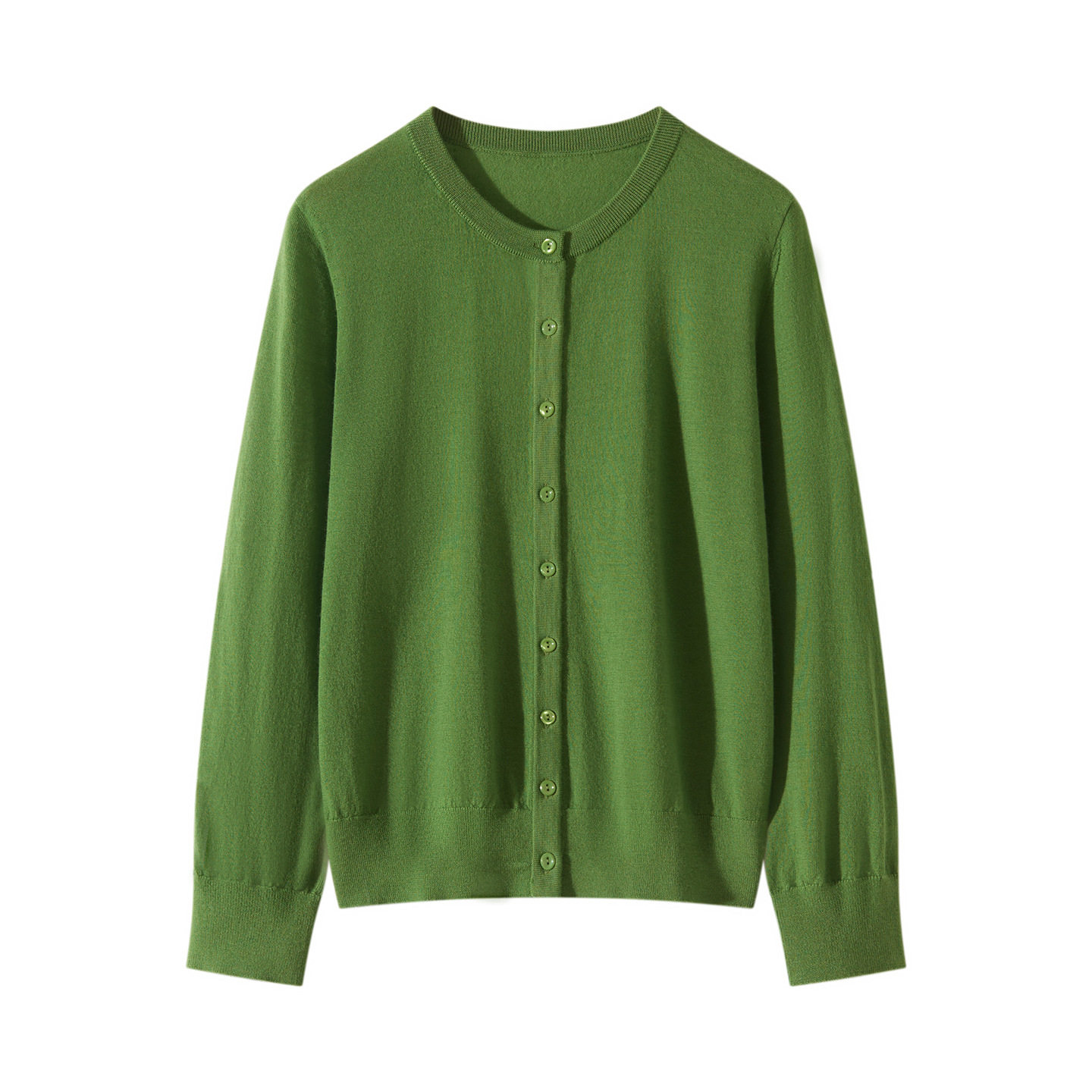 美丽诺精纺超细丝光羊毛衫女春秋薄款开衫圆领宽松外搭毛衣针织衫