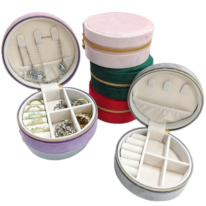 Red Velvet Portable Jewelry Box for Women, High-End Korean Small Simple Earrings, Rings, Jewelry Storage, Souvenirs
