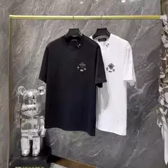 Chromeheart New Summer Model Chrome Sword Hardware Cross Washed Cotton Round Neck Short-Sleeve T-Shirt Cross-Border Shipping
