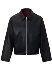 New Textured Old Money Style Short Simple Cleanfit Pu Leather Jacket Trendy Loose Jacket Top