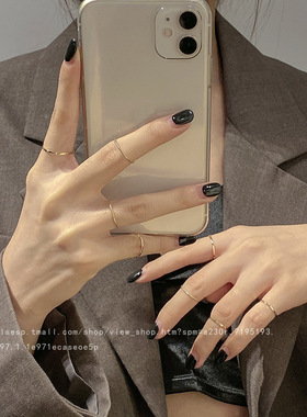 ins潮套装戒指女复古小众个性珍珠指环戒冷淡风级感手饰品