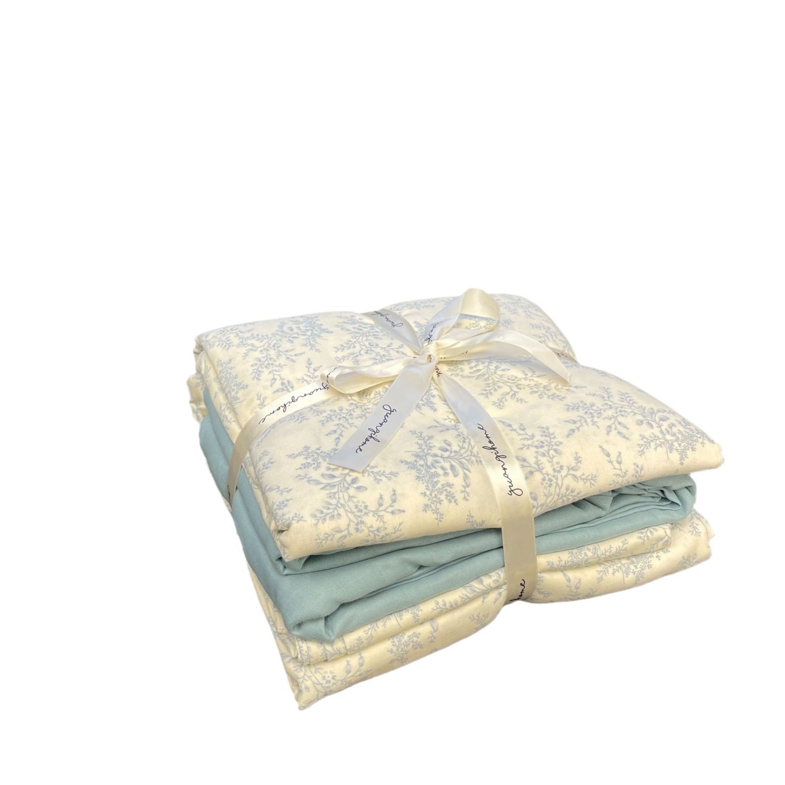 Class a Pure Cotton Double-Layer Yarn Four-Piece Set, Maternal and Infant Grade, Fresh Cartoon Pure Cotton Three-Piece Set, Fitted Sheet Style, Star-Themed