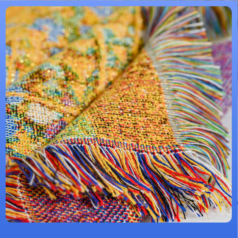 Cross-Border Decorative Blanket Jacquard Tapestry World Famous Painting Sofa Towel Thread Blanket Dustproof Full Cover Sofa Blanket