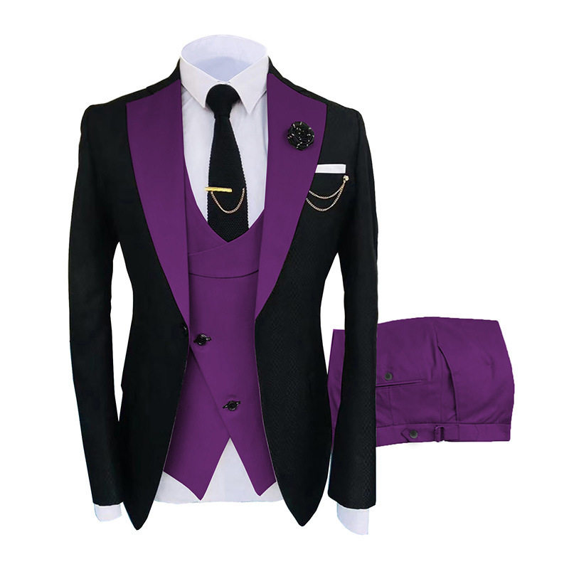 Crbusiness casual suit three-piece groom and best man wedding banquet suit for men