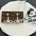 Silver saturn earrings