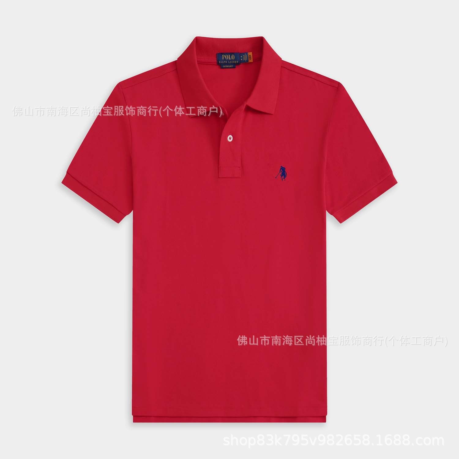 American casual foreign trade POLO shorts men's pure cotton lapel loose large size pony logo embroidered Polo shirt