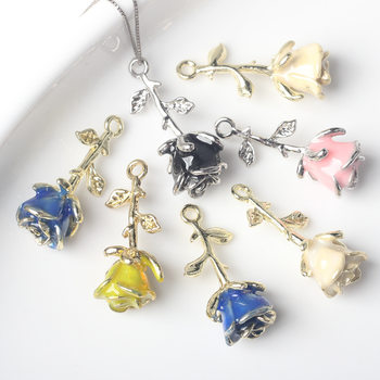 Simple alloy drop glue rose pendant pendant pendant DIY bracelet necklace earrings and other jewelry accessories