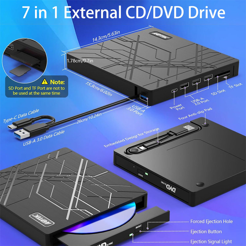 Cross-border wholesale multi-function DVD burner dual interface readable TF_SD computer laptop desktop universal optical drive