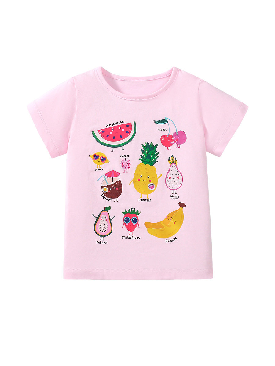 New Cartoon Kids' Top, Summer Cute Girls' Short-sleeve Cotton T-shirt