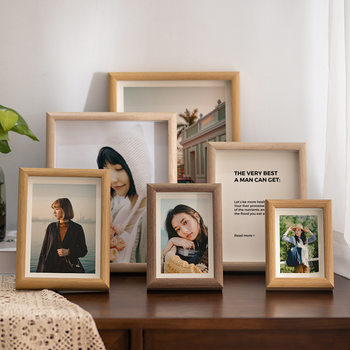Wooden Photo Frame 6inch Photo Frame Display Stand High-End 3inch 10inch Children's Photo Wall Decorative Picture Frame Empty Frame for Mounting