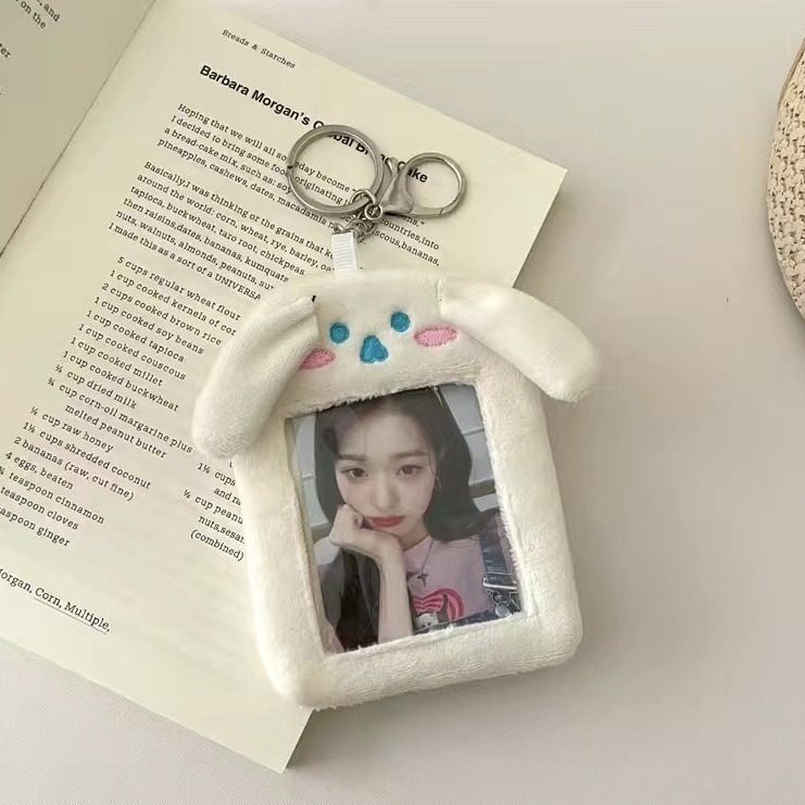 Cartoon Puppy Plush Card Holder Ins Style Polaroid Idol Card Holder Keychain Card Access Card