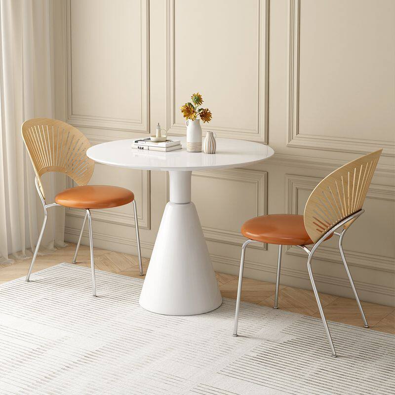 小圆桌奶油风小户型餐桌奶茶店咖啡台洽谈套装阳台简约休闲白色桌