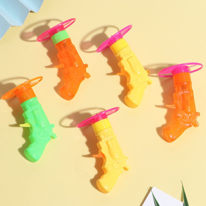 Torsion Gyro Creative Children Pistol Gyro Launching Rotating Small Gyro Rotating UFO Gyro Children's Toys