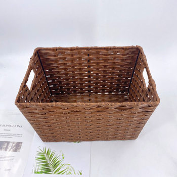 Dirty Clothes Basket Plastic Rattan Cabinet Storage Basket Cloakroom Cabinet Storage Basket Plaid Basket Arrangement Basket Rectangular