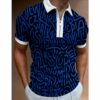 Men's Export Spring New Men's Casual 3D Printed Lapel Short-Sleeved Zipper Polo Men's T-Shirt Top