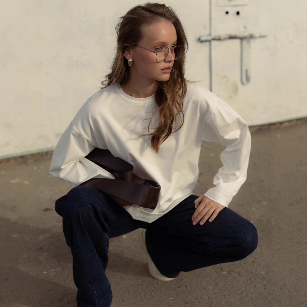 Womens Loose Fit Long Sleeve T Shirt Solid Color Round Neck 100 Cotton Spring Casual Wear Wholesale Available