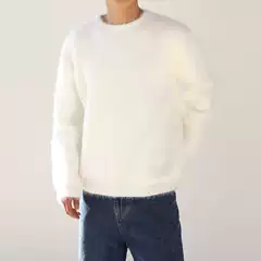 Mohair Solid Color Men's Sweater Winter Thickened Round Neck Korean Style Loose Soft Knitted Sweater Trendy