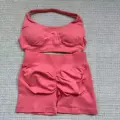 Coral pink halter bra + shorts set