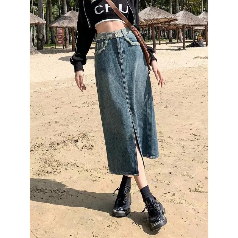 Summer Denim Bodycon Skirt Slim Fit Versatile Trendy Plus Size Options Casual Wear for Women Wholesale Available