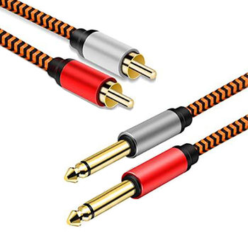 Gold-Plated 6.5 to Lotus Double 6.5 to Double Lotus Rca to 6.35 Mixer Audio Cable Large Two-Core Audio Cable