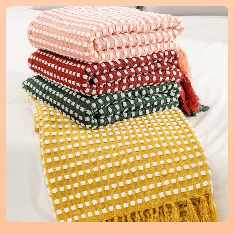 ✅ Chenille Knitted Blanket Office Summer Thin Blanket Sofa Blanket Bean Blanket Air Conditioning Blanket Bed End Blanket Woven Blanket