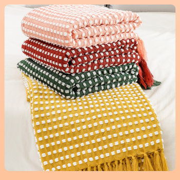 ✅ Chenille Knitted Blanket Office Summer Thin Blanket Sofa Blanket Bean Blanket Air Conditioning Blanket Bed End Blanket Woven Blanket