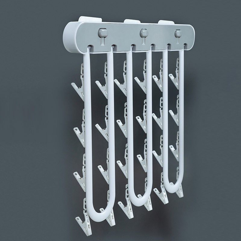 Multi-head Drying Rack Clothes Drying Rack Multi-clip Folding Wall-mounted Drying Socks Clip Windproof Hook Hanger Underwear
