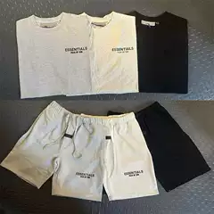 Flocked LeTTers essenTials ShorT-sleeved T-shirT for Men and Women Hip-hop Half-sleeved Trendy Brand High STreeT FOG American Top