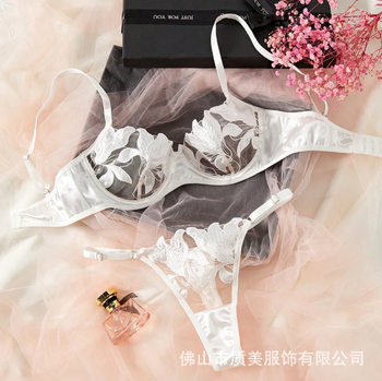 Europe and the United States small fresh flower embroidery sexy underwear sexy bra Amazon sexy suit ladies 23171