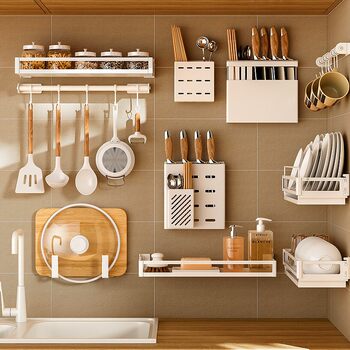 Kitchen Punch-free Storage Rack Wall-mounted Knife Holder Chopsticks Storage Rack Stainless Steel Household Dish Draining Rack