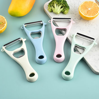 304 Stainless Steel Peeler Multifunctional Peeler Bottle Opener Fruit Scraper Beginner's 2-in-1 Peeler