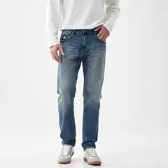 Quality Slim Fit Denim Trousers Fashion Micro-elastic Straight Jeans Cotton Casual Pants Embroidered Blue Trousers Trendy Brand