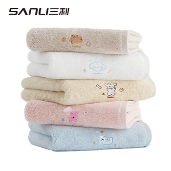 Sanli Towel Cotton Towel Cartoon Embroidered Household Face Towel Couples Towel 32-strand Baby Face Wash Towel Wipe Face Towel