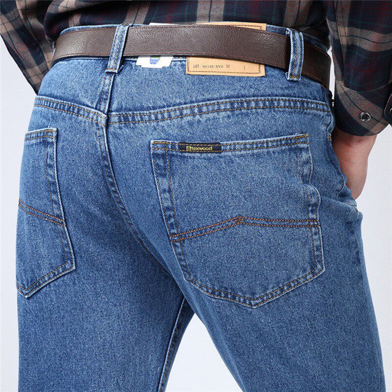 Apple Jeans Men's Straight Loose Middle-aged High Waist Deep Crotch Cotton Autumn and Winter plus size Long Pants Men's Thick