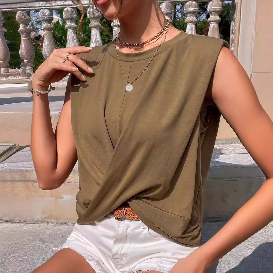 Womens Sleeveless Loose Tank Top Solid Color Casual Style Perfect for Summer Wear Wholesale Available