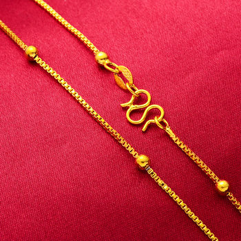 Imitation Gold Vietnam Sand Gold Box Chain Bag Beads Clavicle Chain Copper Plated Gold Chain Bag Beads Box Chain Live Broadcast