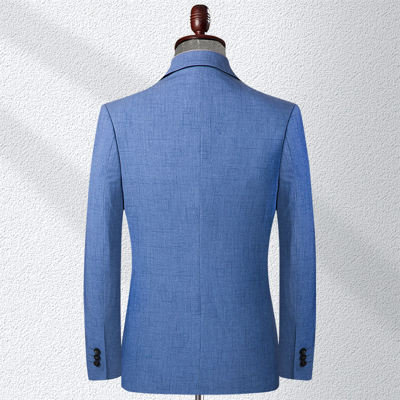 Áo vest nam blazer mỏng nhẹ họa tiết kẻ caro xanh dương dáng ôm — Kẻ caro xanh dương