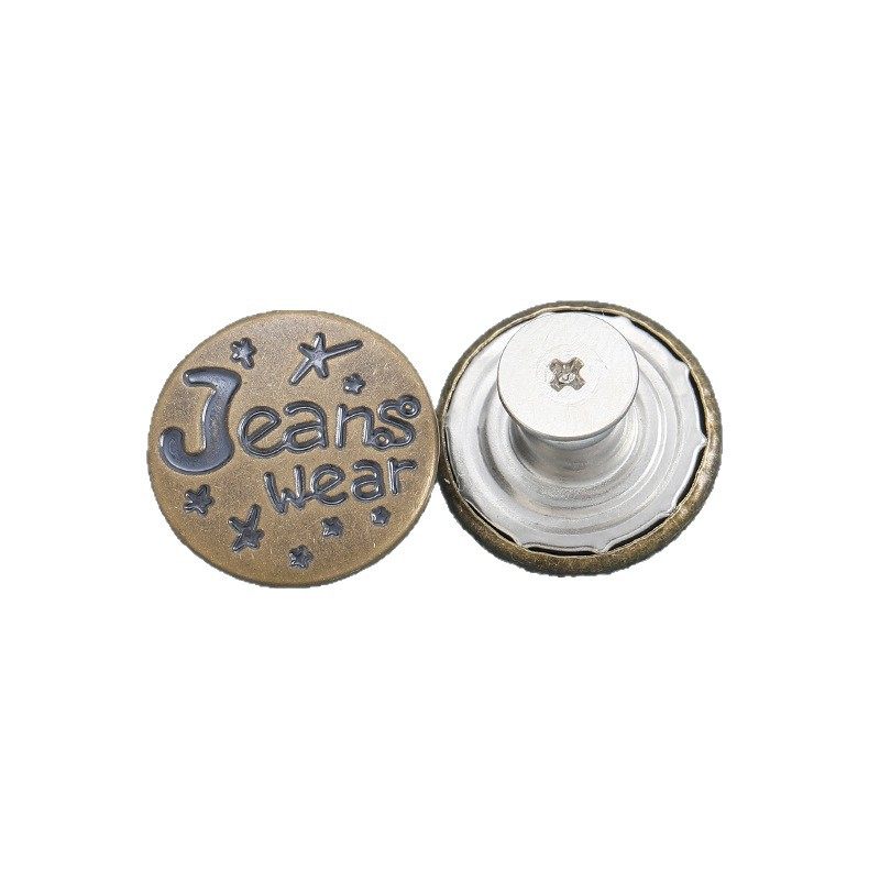 No-Sew Adjustable Metal Buttons for Waist Adjustment on Detachable Jeans with Flat Bottom