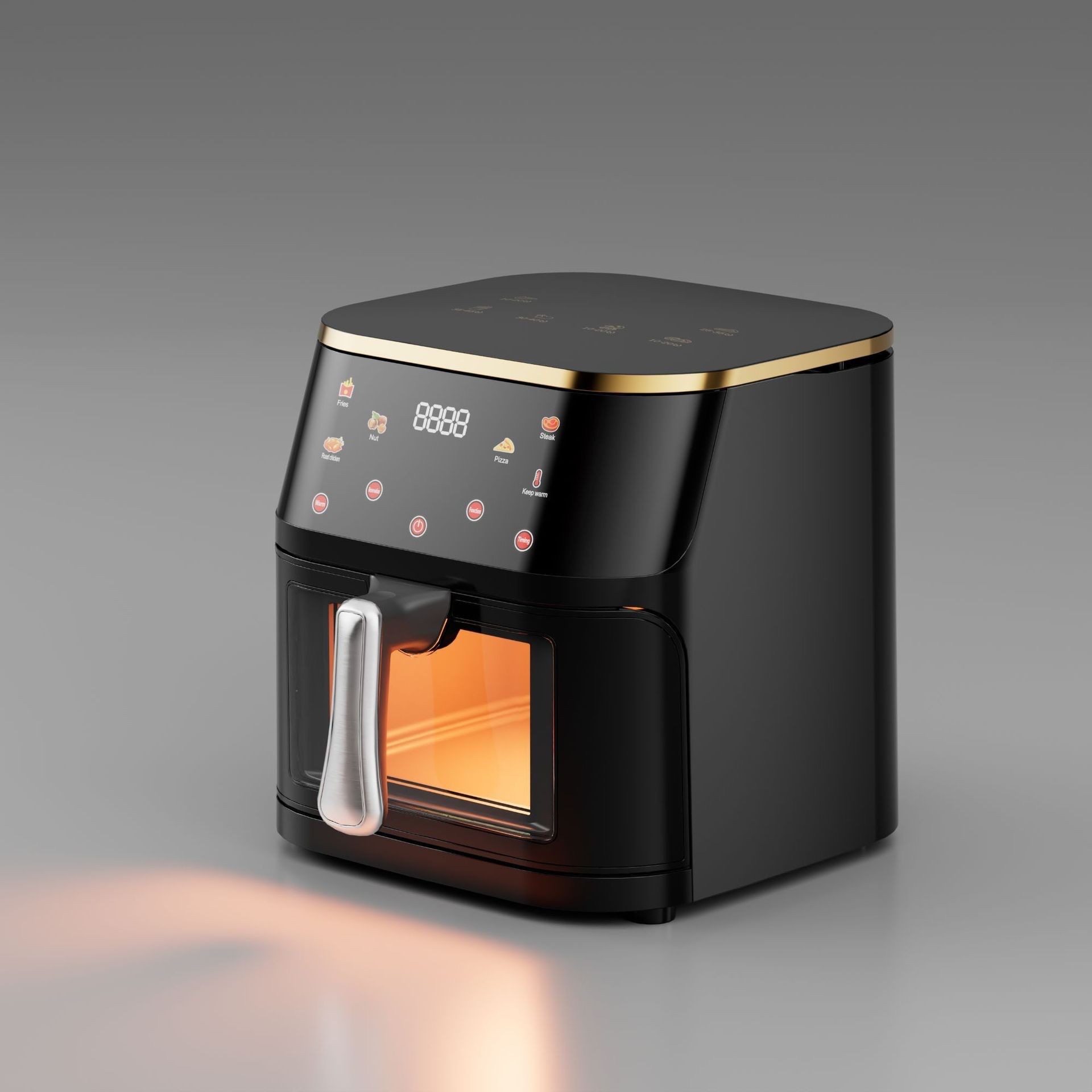 Russia跨境10L不锈钢英文大容量可视家用空气炸锅批发电烤箱工厂