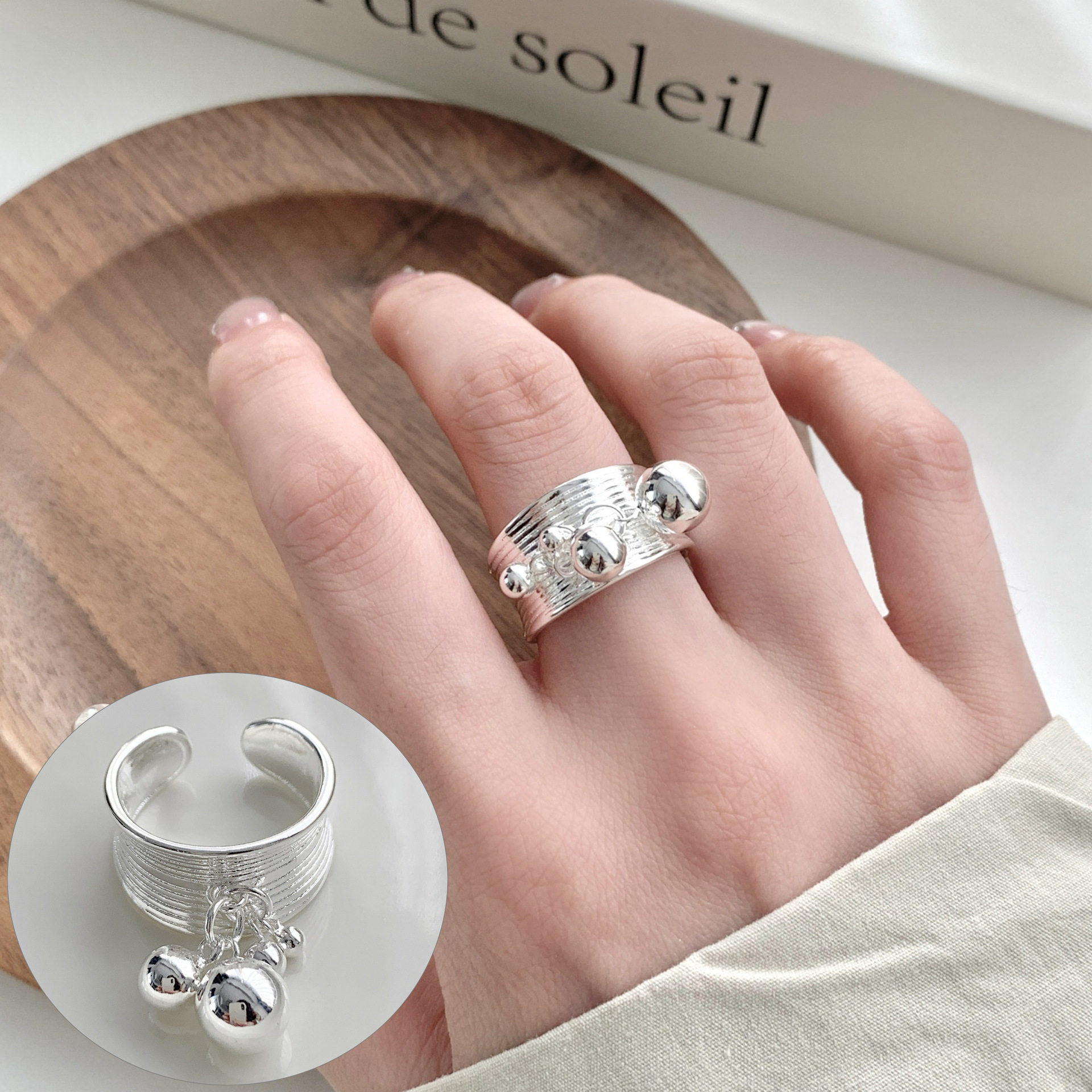 简约几何线条螺旋戒指女时尚设计感冷淡风开口指环旋涡环形食指戒