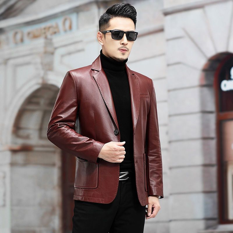 Áo Da Nam Chất Liệu Da Bò Vest Dáng Ôm Hàng Mùa Xuân Thu Đông