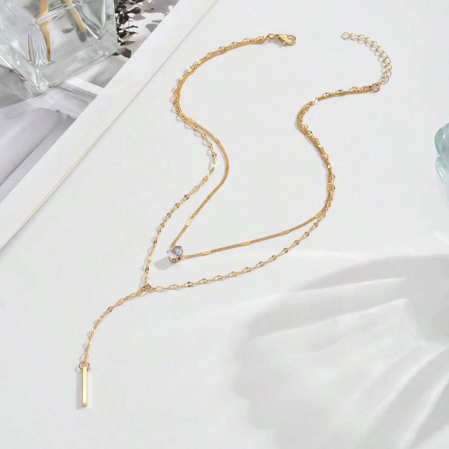 Amazon's Best-Selling Y-Shaped Tassel Flash Diamond Necklace Fashionable Accessible Luxury Sexy Clavicle Chain Multi-Layer European and American Girl Necklace