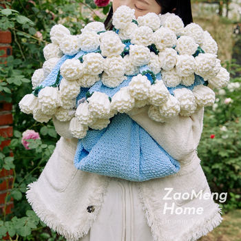 Internet Celebrity Hand-Knitted Rose Bouquet Blanket Gift Office Blanket Wool Knitted Flower Nap Blanket