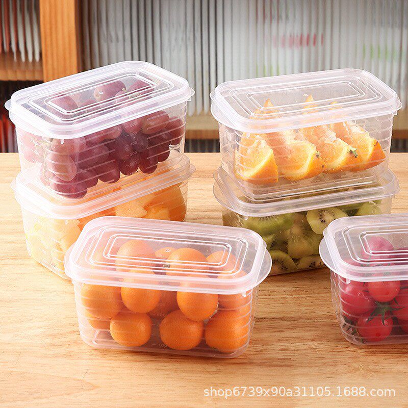 Graduated Refrigerator Storage Box Fresh-Keeping Plastic Lunch Box Picnic Vegetable and Fruit Meat Crisper Kitchen Spice Box