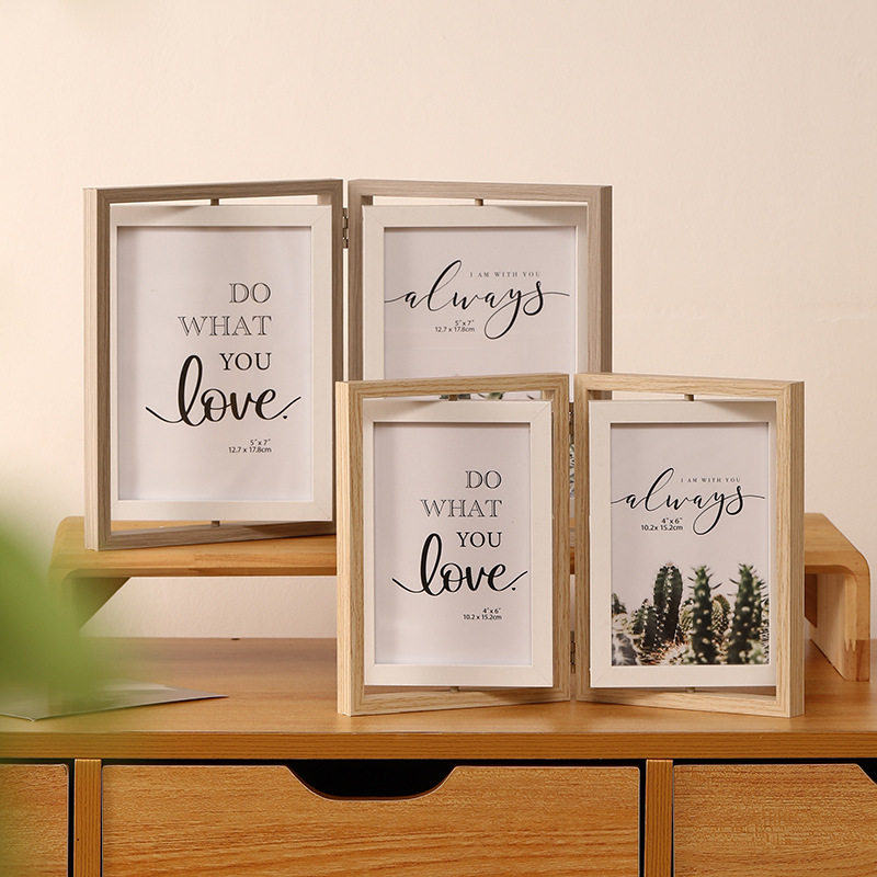 Bi-Fold Double-Sided Rotating Photo Frame Table, Photo Washing and Printing Photo Album 5 6inch 7inch Commemorative Gift for Besties and Couples