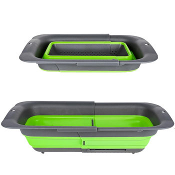 Cross-border new double-layer retractable folding drain basket kitchen sink drain rack storage fruit and vegetable basin