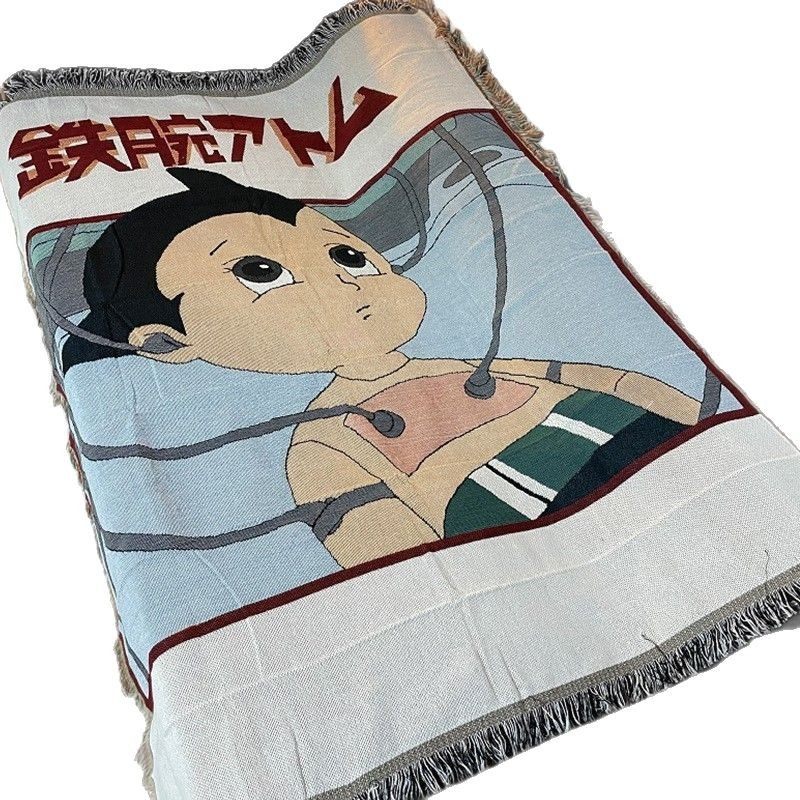 Cross-Border Custom Camping Blanket Moisture-Proof Picnic Mat Cartoon Anime Jacquard Tapestry Ins Style Sofa Towel Jacquard Thread Blanket