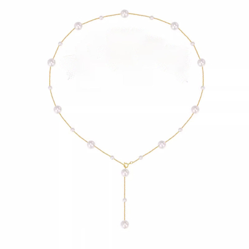 Titanium Steel Non-Fading French Retro Pearl Tassel Necklace Women's Accessible Luxury Elegant High-End Clavicle Chain Niche Design